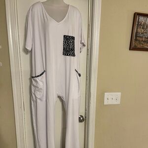 White baggy romper, plus size XXL